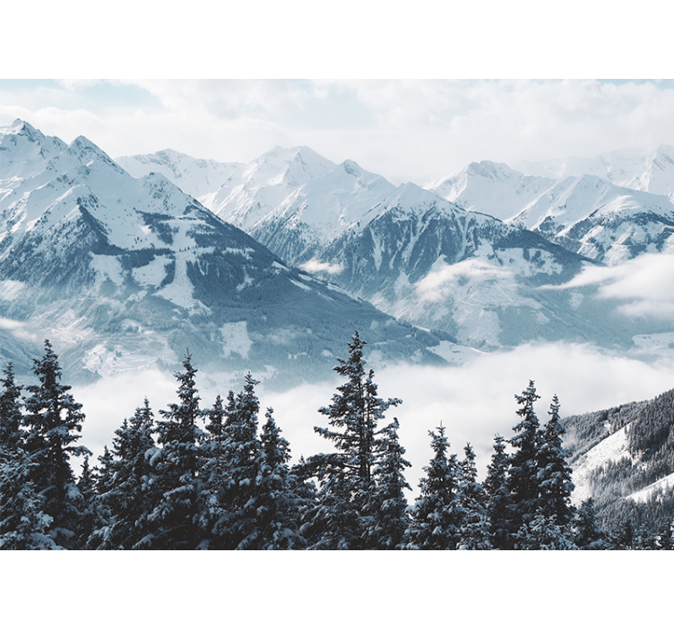 Mountain wall mural grand snow-covered peaks - TenStickers