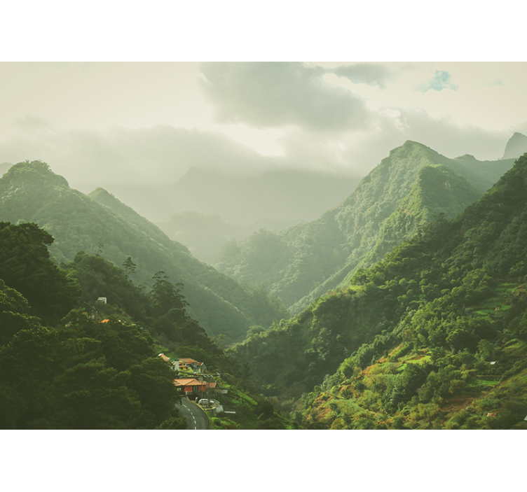 Landscape mural mountain valley view - TenStickers