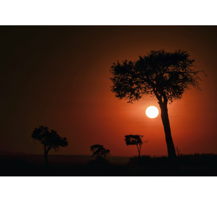 Silhouette Sunset Scene landscape mural - TenStickers