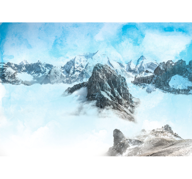 Mountain wall mural majestic icy peaks - TenStickers