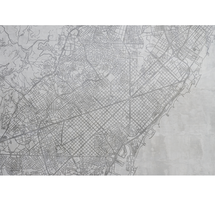 City wall mural detailed urban map - TenStickers