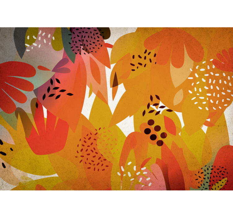 Wall mural with lively leaf patterns - TenStickers