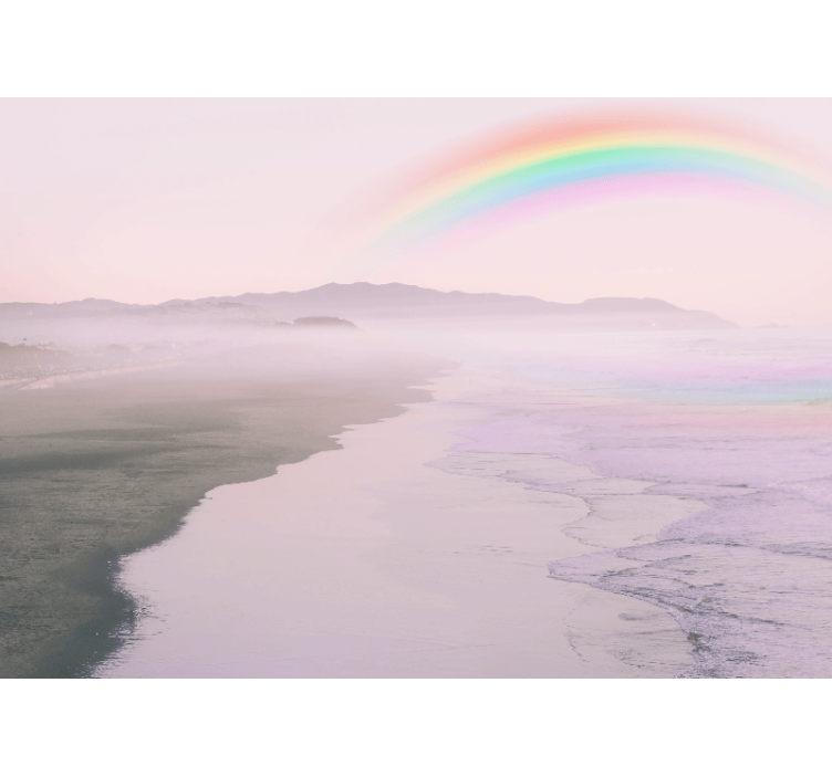 Nature wall mural serene beach rainbow - TenStickers