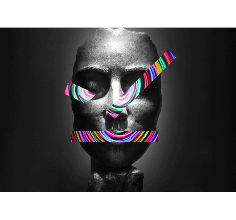 Painting mural abstract facial features - TenStickers