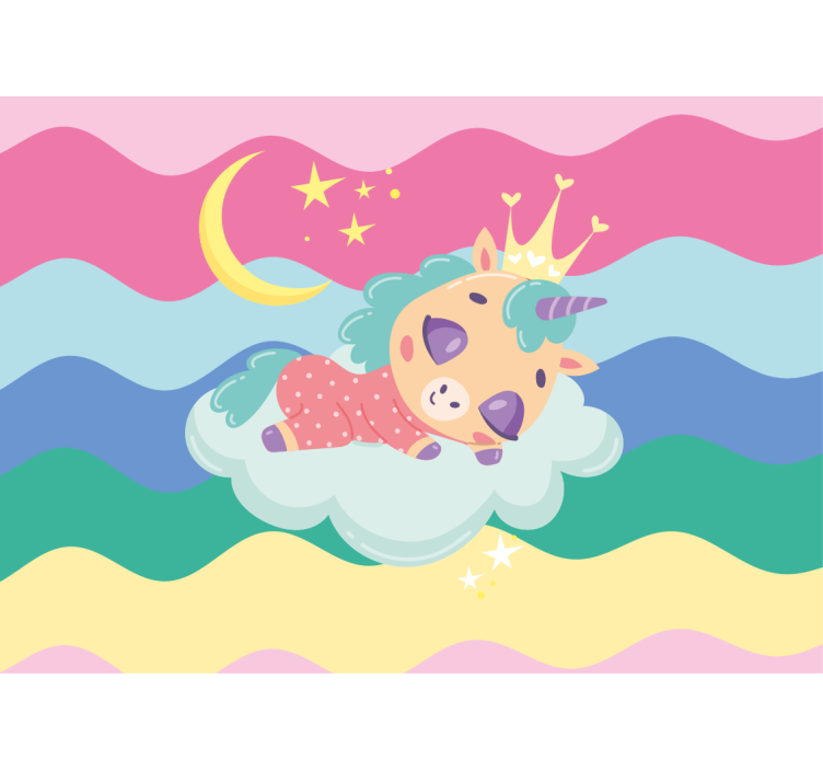 People wall mural sleeping unicorn dream - TenStickers