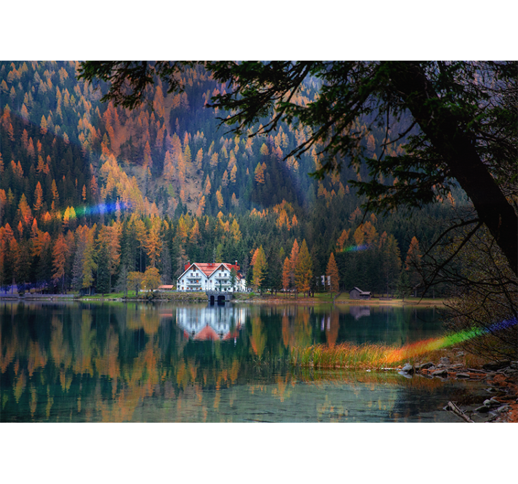 Landscape mural serene mountain reflection - TenStickers
