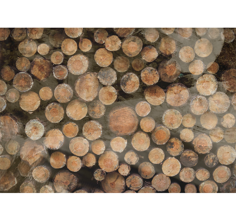 Wall mural wooden log arrangement - TenStickers
