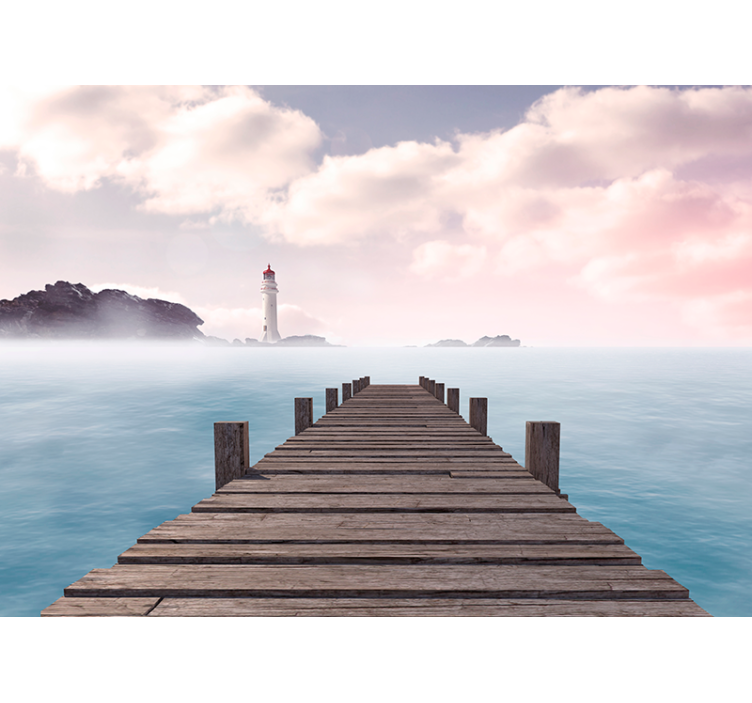 Landscape mural seaside lighthouse path - TenStickers