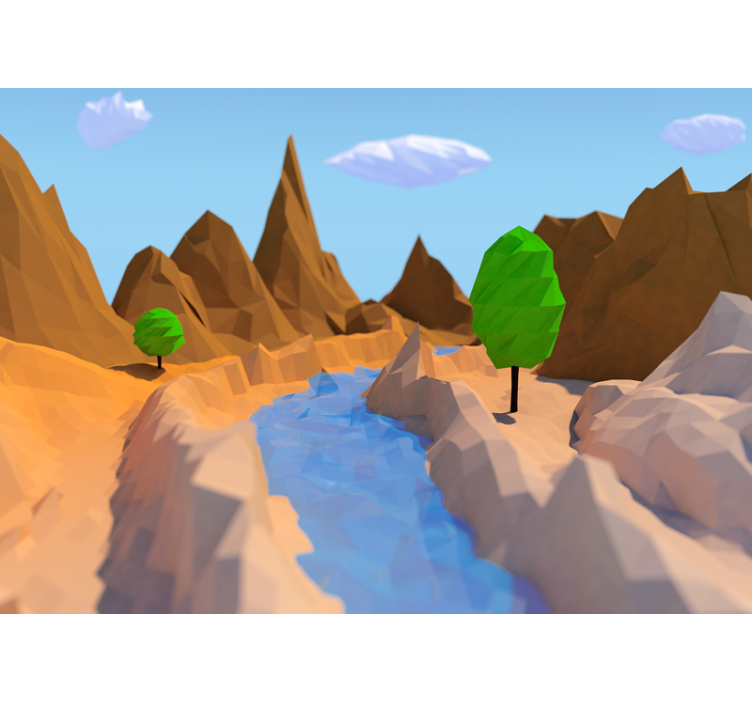 Landscape mural polygonal river scene - TenStickers