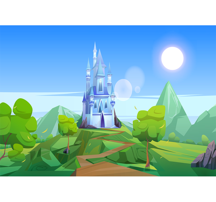 Fantasy wall mural enchanting castle landscape - TenStickers