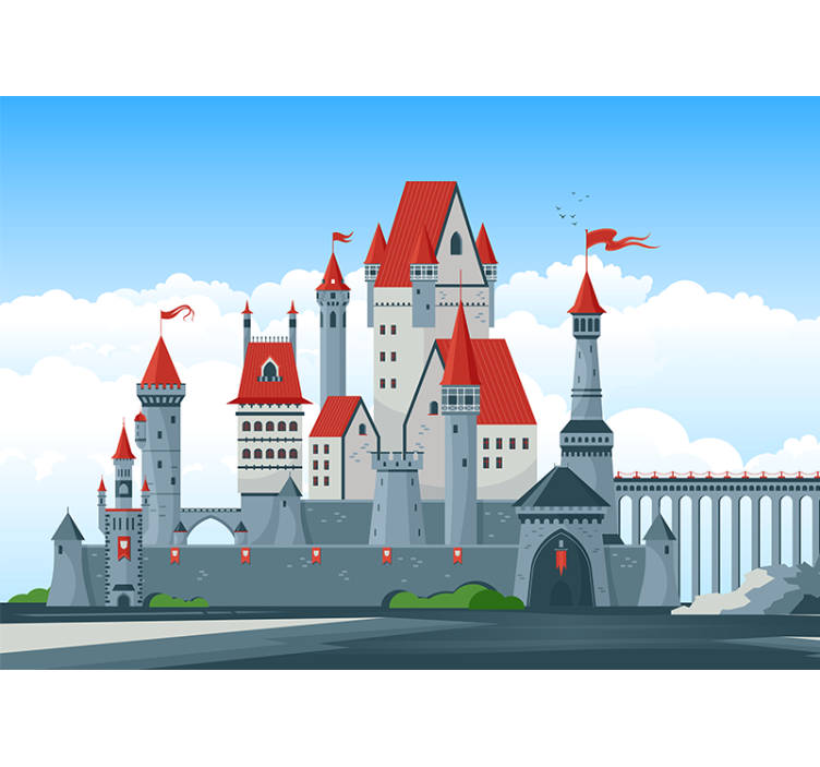Medieval castle in the distance wall Murals - TenStickers
