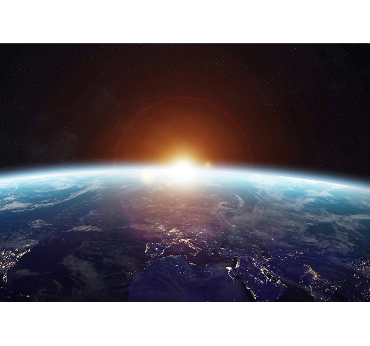 Space wall mural earth sunrise perspective - TenStickers