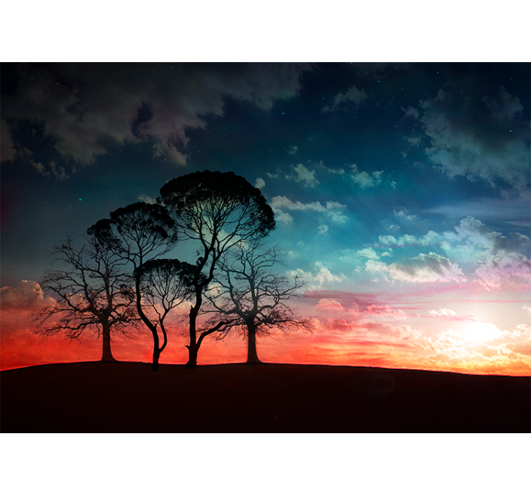 Tree wall mural silhouette tree sunset - TenStickers
