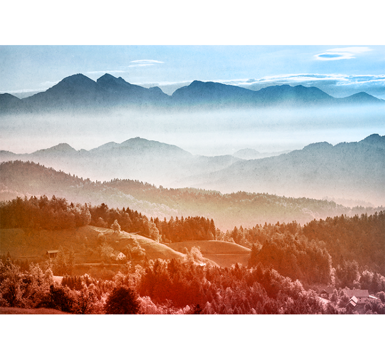 Landscape mural mountainous wilderness scene - TenStickers