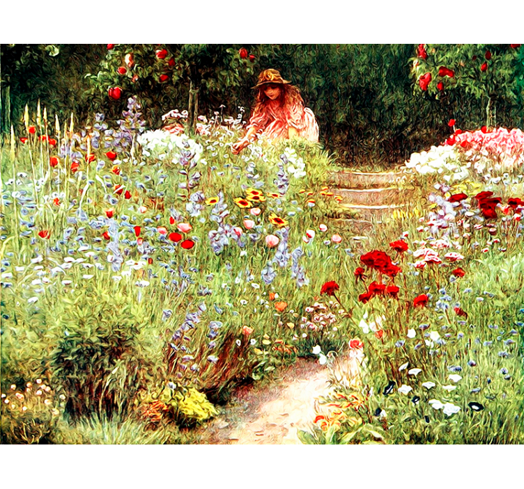 Flower mural garden pathway scene - TenStickers