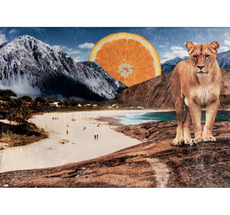Animal mural lion beach scene - TenStickers