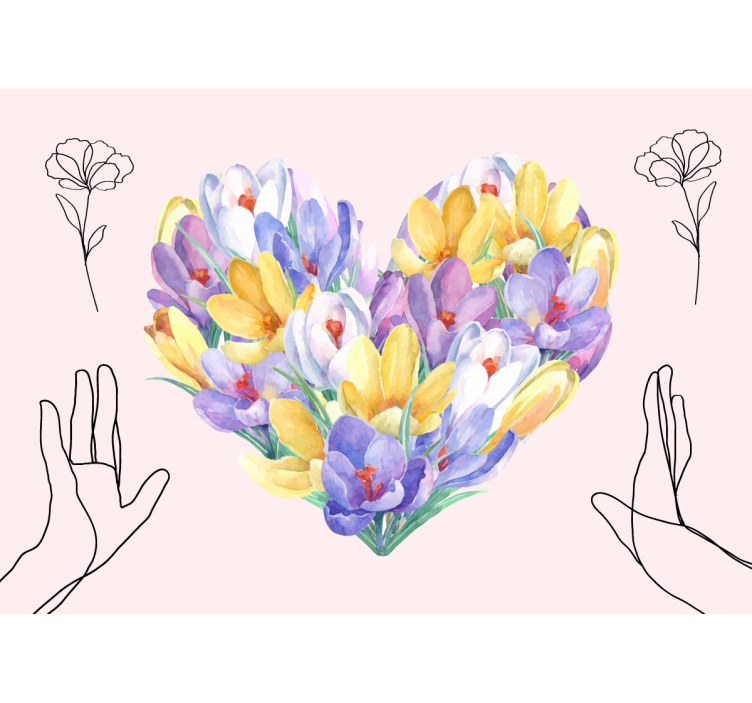 Flower mural heart shaped floral arrangement - TenStickers