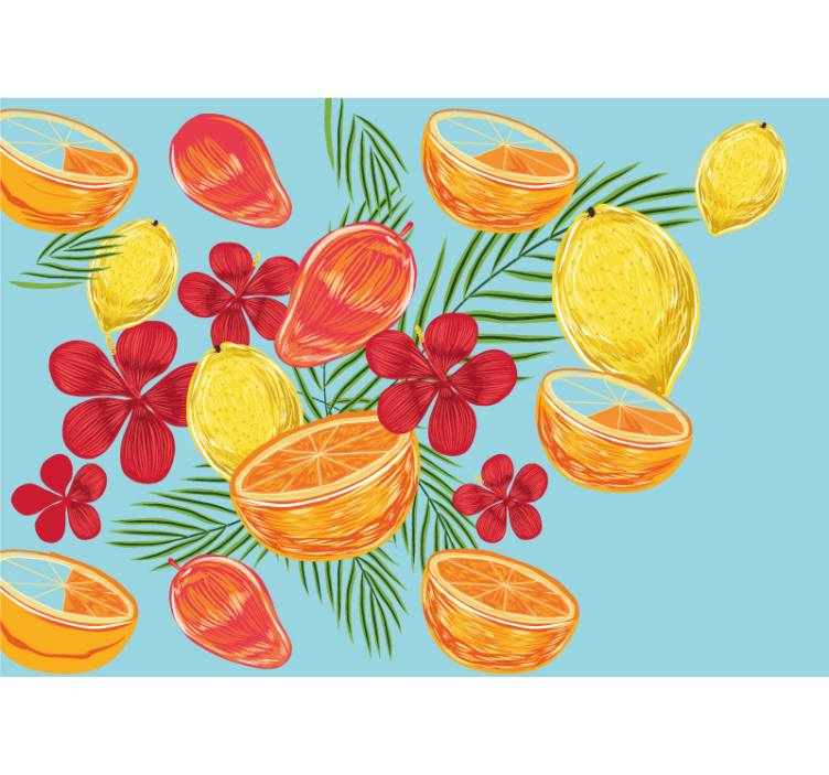 Flower mural tropical fruit display - TenStickers