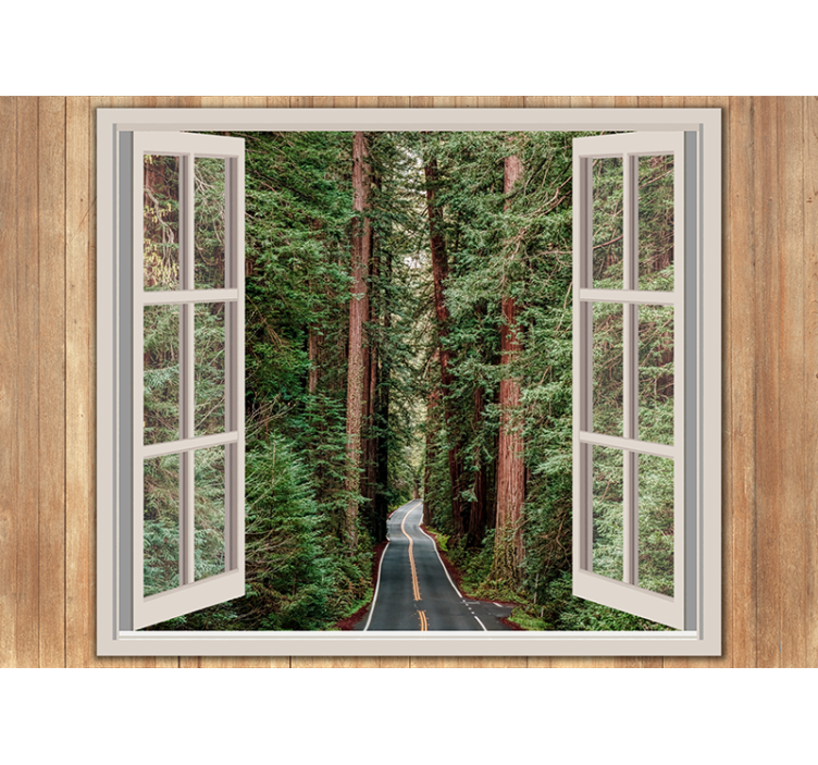 Window route to big trees 3D Wall Mural - TenStickers