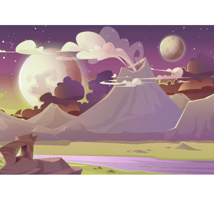 Alien planet with volcano Kids wall Murals - TenStickers