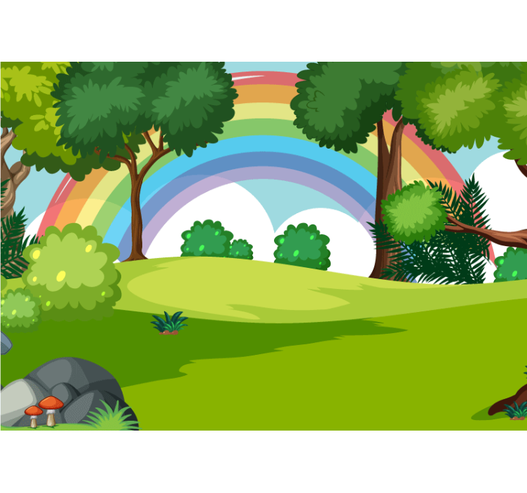 Jungle wall mural rainbow forest scene - TenStickers