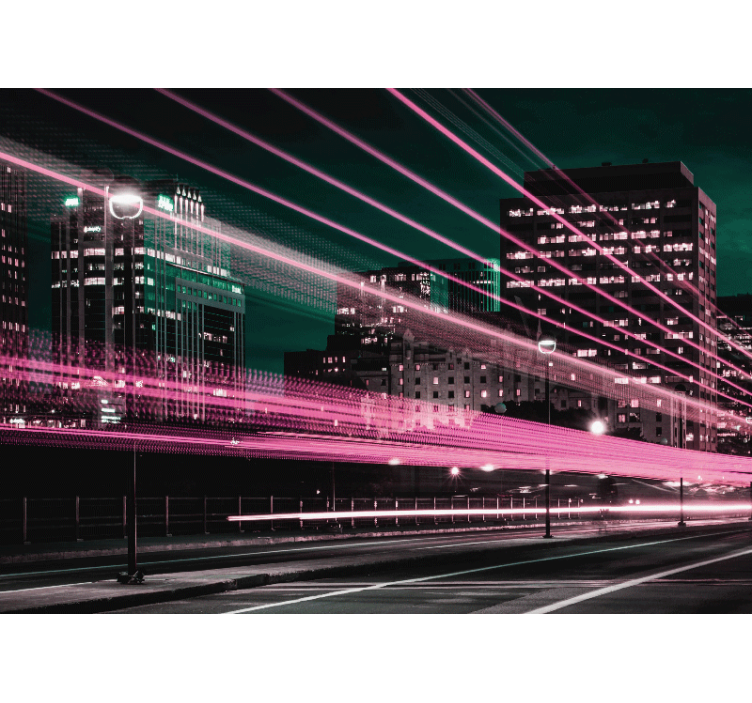 City wall mural urban skyline rush - TenStickers