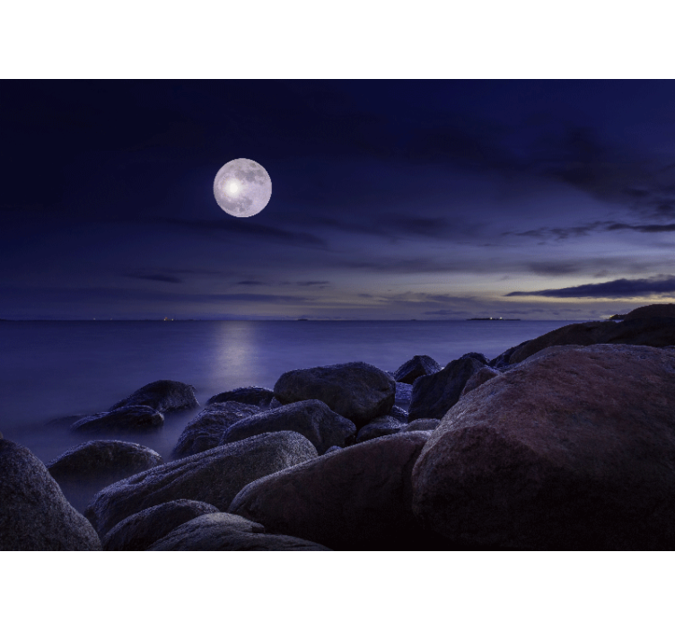 Sky wall mural lunar illuminated seascape - TenStickers