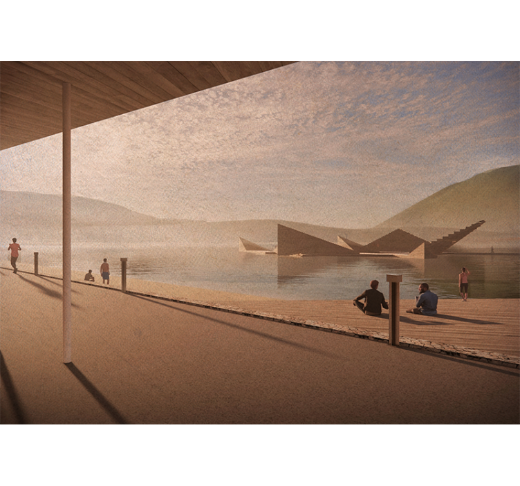 Landscape mural tranquil lakeshore view - TenStickers