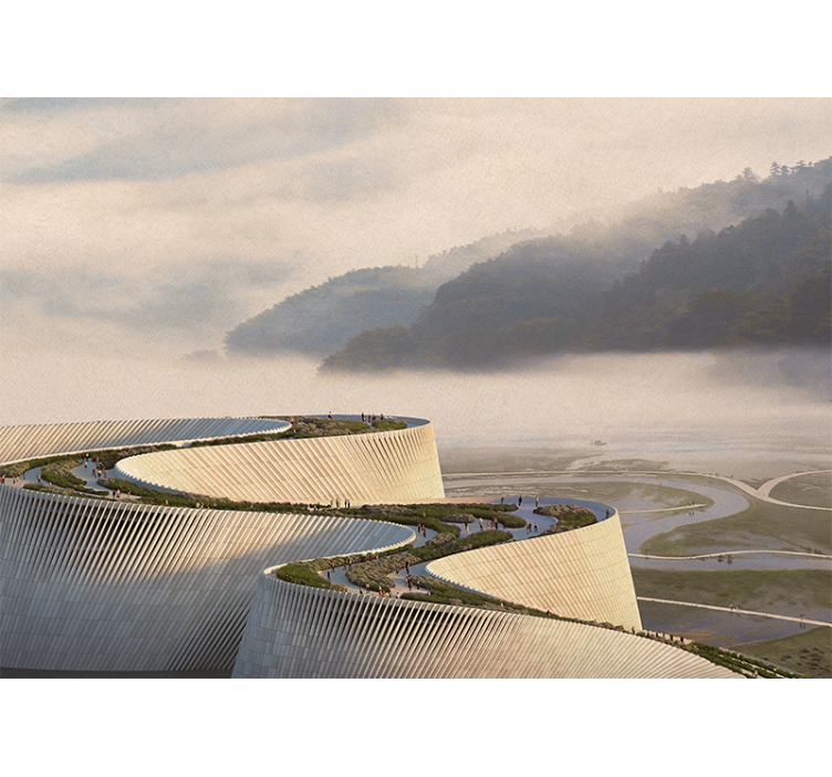 Landscape mural curved architectural design - TenStickers