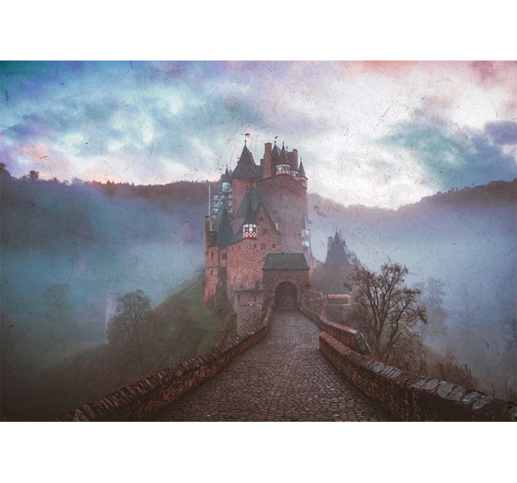 City wall mural mystical castle landscape - TenStickers