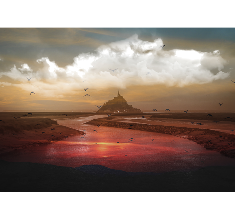 Landscape mural mont saint michel inspired - TenStickers