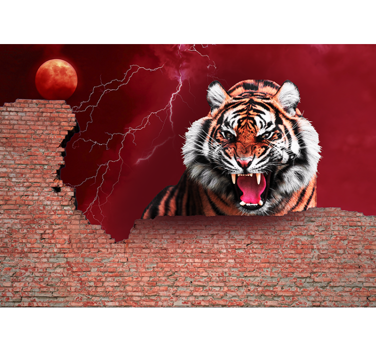 Fierce tiger roar animal mural - TenStickers