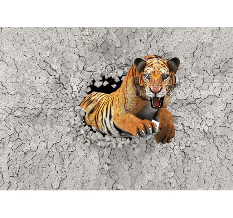 Animal mural tiger breaking through - TenStickers