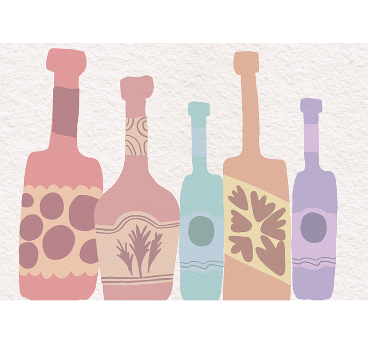 Painting mural inspired by stylized bottle collection - TenStickers
