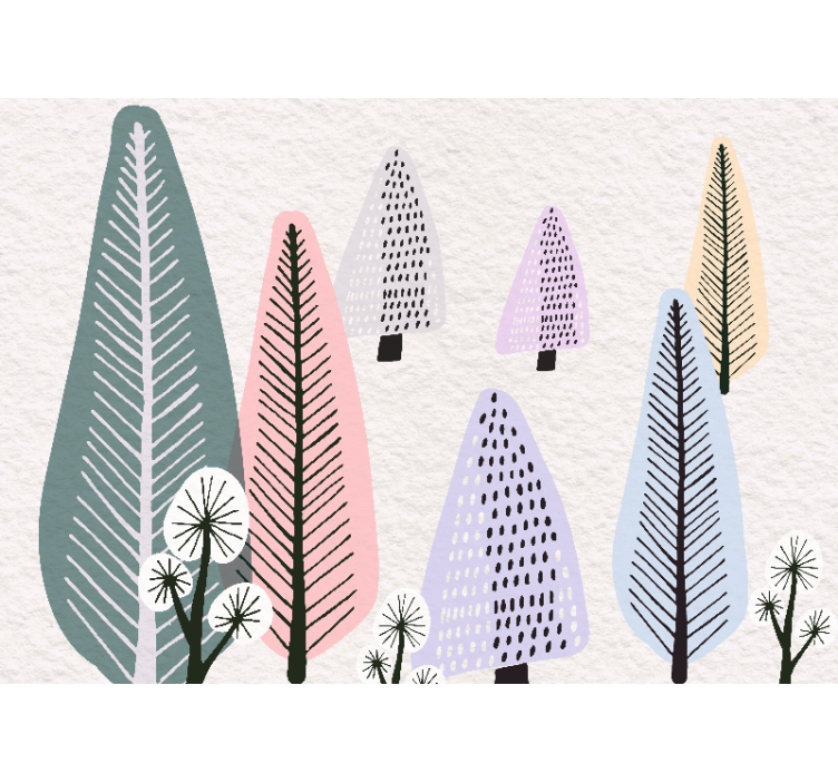 Tree wall mural with decorative leaf patterns - TenStickers