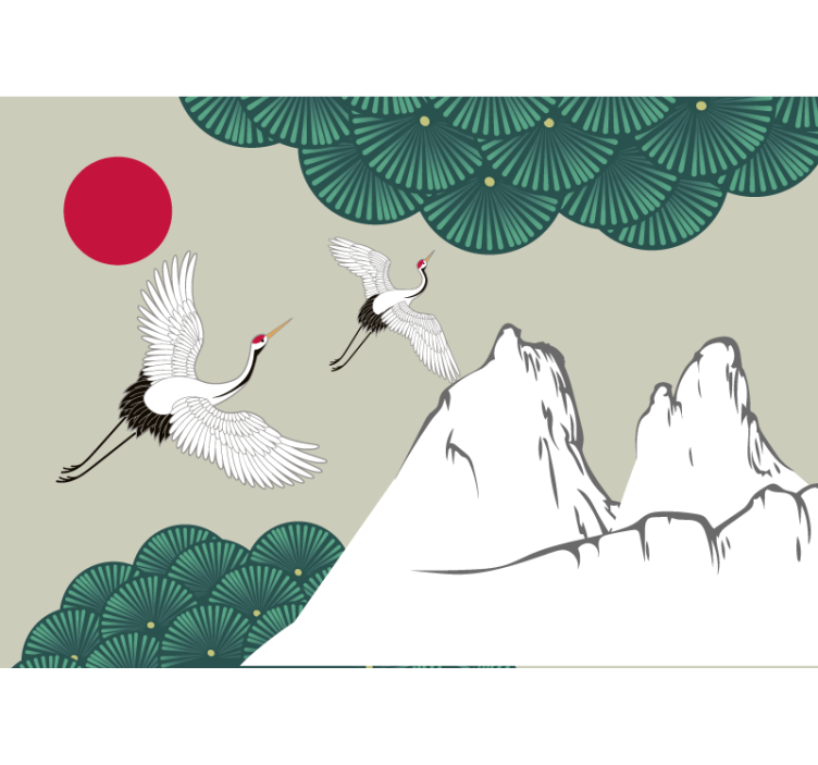Africa wall mural cranes and mountains scene - TenStickers