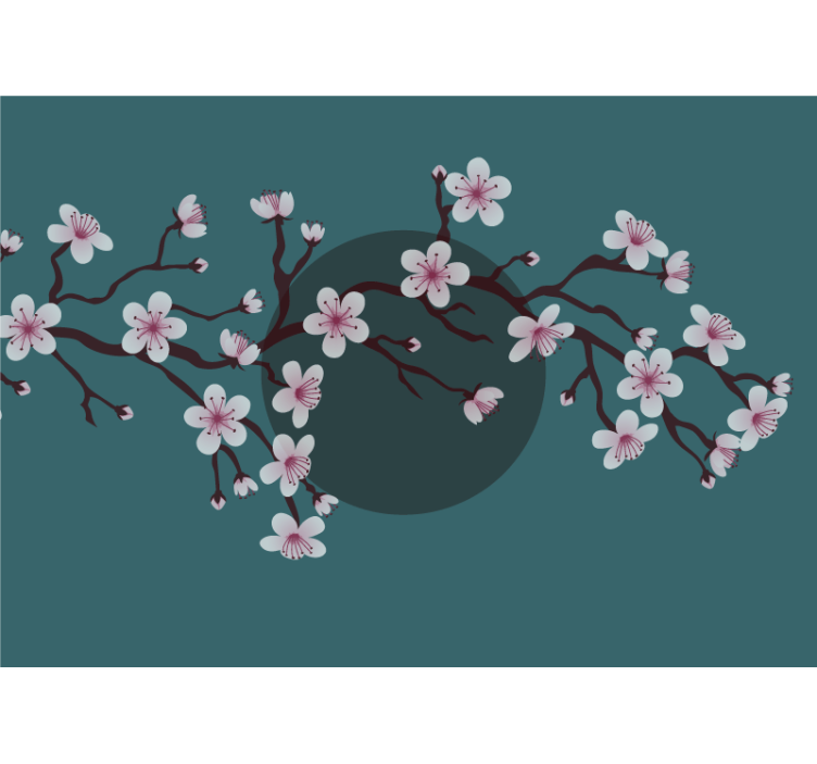 Flower mural blossoming cherry branch art - TenStickers