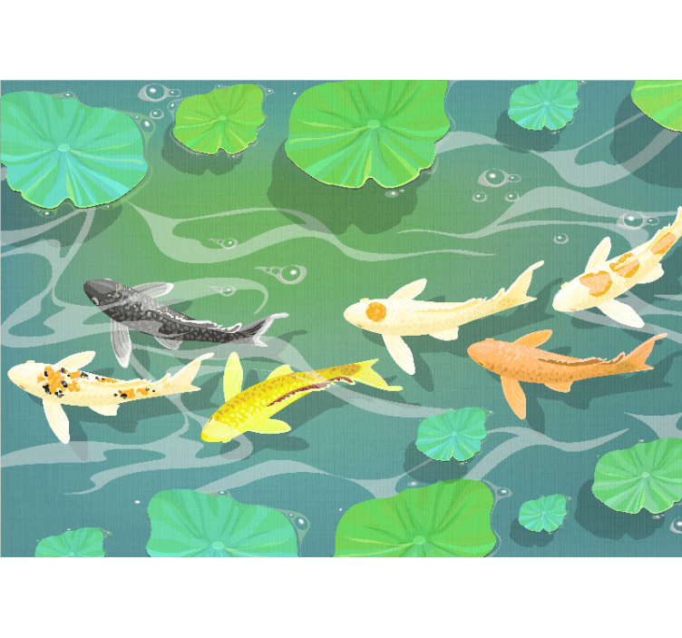 Animal mural koi fish pond design - TenStickers