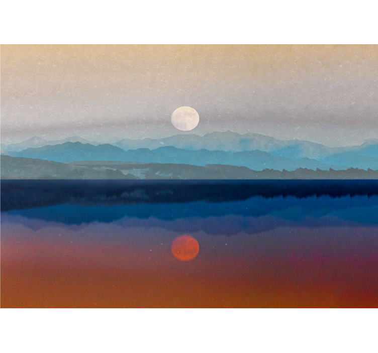 Landscape mural mountain sunset reflection - TenStickers