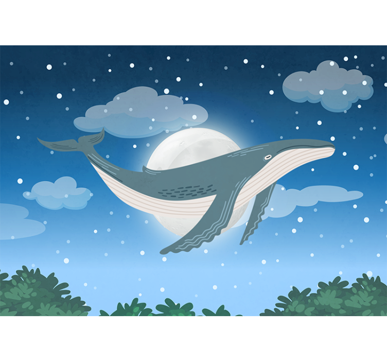 Animal mural whale under moonlight - TenStickers