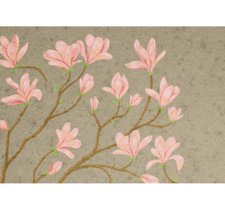 Flower mural pink magnolia blooms - TenStickers