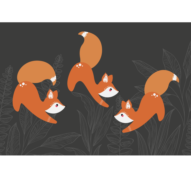 Kids wall mural cheerful foxes at play - TenStickers
