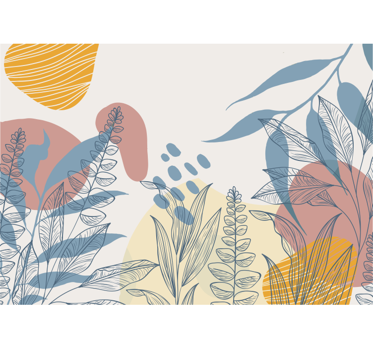 Nature wall mural with stylized plant design - TenStickers
