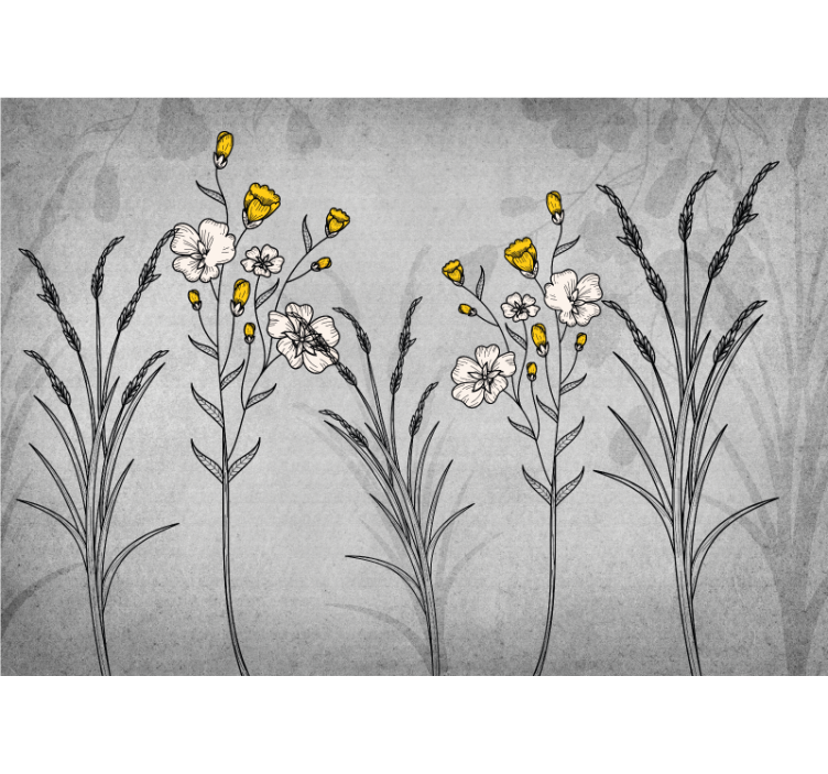 Flower mural vintage floral illustrations - TenStickers