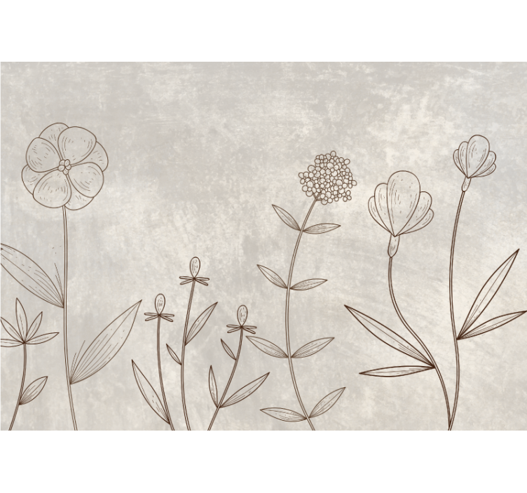 Flower mural sketchy floral design - TenStickers