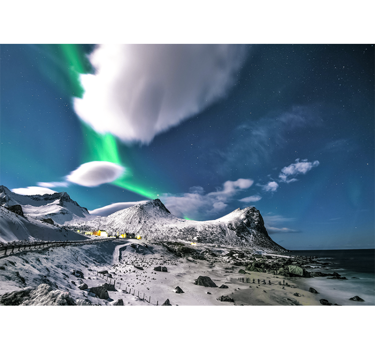 Landscape mural aurora borealis view - TenStickers