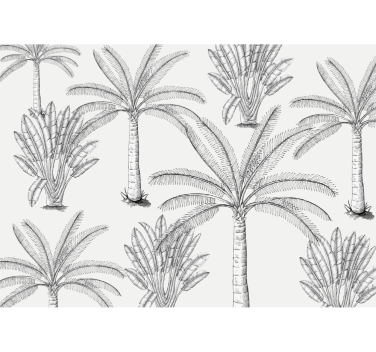 Black palm trees living room wall mural - TenStickers