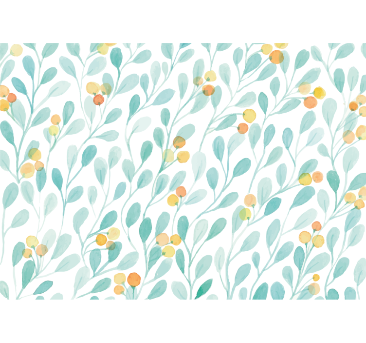 Flower mural with botanical leaf design - TenStickers