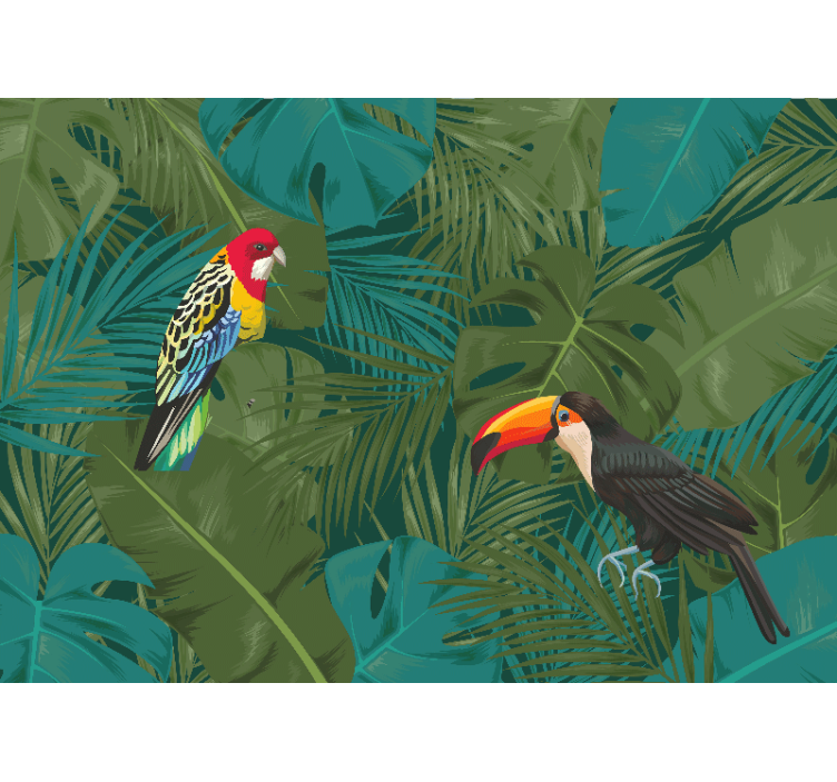 Animal mural tropical parrots showcase - TenStickers