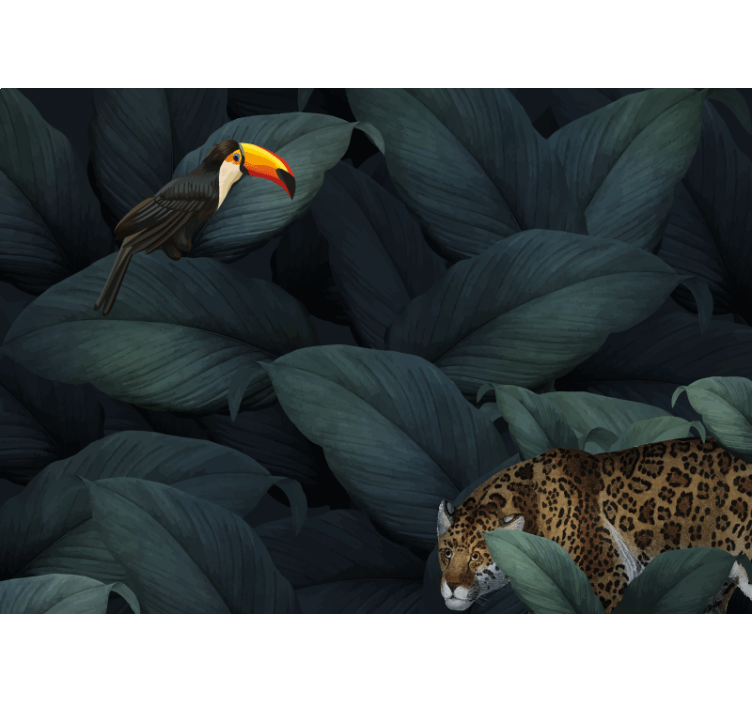 Animal mural tropical birds and leopards - TenStickers